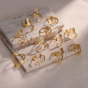 แหวนทอง18K ชื่อดอกไม้วันเกิดเดือนใหม่แหวนสแตนเลสเครื่องประดับคู่รักของขวัญวันหยุดขายส่งสำหรับแม่ - Product Image 2