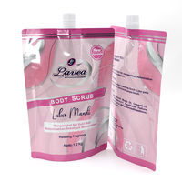 Pochette souple en plastique de 1,2 kg pour cosmétiques, avec bouchon supérieur, pour gommage corporel et crème pour la peau, pochette à bec verseur en aluminium, format stand-up