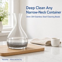 Bola Pembersih Stainless Steel 304 3mm untuk Botol Dekanter Anggur, Botol Leher Sempit, Butiran Penggosok OEM
