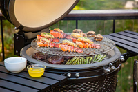 Barbecue Kamado en céramique compact Auplex 21 pouces, noir, pour extérieur, au charbon de bois, fumoir, grill, patio, jardin, cuisine gastronomique