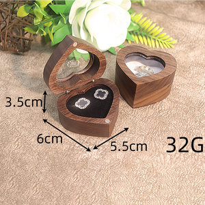 Scatola Porta Anelli in Legno a Forma di <span class=keywords><strong>Cuore</strong></span> con Coperchio Trasparente, Porta Anelli in Legno per Proposta di Matrimonio - Product Image 2