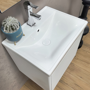 Bền <span class=keywords><strong>Slimline</strong></span> thép không gỉ nổi Vanity với đóng êm cửa và Led Gương gốm lưu vực cho nhỏ gọn phòng tắm hiện đại - Product Image 4