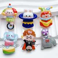 Vente en gros de breloques en résine de cirque Clown Éléphant Lion de mer Décoration pour étui de téléphone