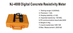 Mètre de résistivité numérique du béton pour l'ingénierie de la construction, <span class=keywords><strong>test</strong></span> de perméabilité du béton, <span class=keywords><strong>test</strong></span> de risque de corrosion - Product Image 2