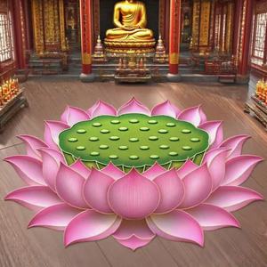 Alfombra de meditación de terciopelo cristalino con forma de loto, antideslizante, para la adoración de Buda, absorbente de agua. - Product Image 4
