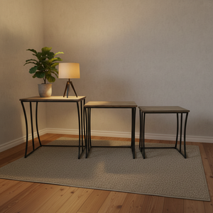 Table d'appoint moderne à base de métal <span class=keywords><strong>noir</strong></span> robuste 3 pièces pour salon salle à manger chambre cuisine maison bar meubles de maison - Product Image 1