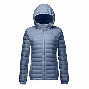 Chaqueta acolchada personalizada OEM 2024 con cierre de cremallera, abrigo ligero cálido de invierno, capucha corta de burbujas de pato - Product Image 1