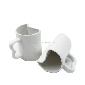 Couple Mugs Giveaways Bulk Coffee Mugs Ceramic Contemporary Sustainable HANDGRIP Heart Shape China Manufacturer Wholesale White