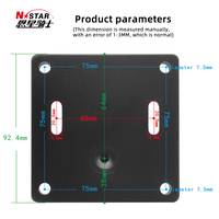 Adaptateur d'installation VESA sphérique en alliage d'aluminium N-STAR pour écran plat d'ordinateur 1,5 pouce (38 mm) – Support plat réglable 75x75