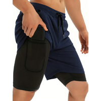 Shorts de sport pour hommes transfrontaliers, colorés, en polyester, double couche, 2-en-1, séchage rapide, taille haute, avec poches, pour fitness et activités de plein air