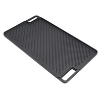 Pré assaisonné camping en plein air rectangle fonte réversible double face gril pan bbq plaque chauffante