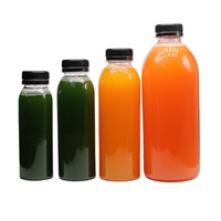 Bouteille d'eau ronde en plastique PET MAYSURE avec logo personnalisé, 32 oz (1000 ml), pour café froid pressé à froid, jus pressé à froid, avec bouchon inviolable