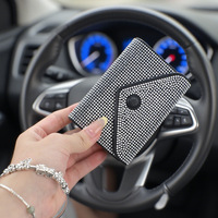 Portefeuille enveloppe en cuir de vachette de luxe pour femmes JingBo, orné de diamants, imperméable, avec fermeture éclair, porte-cartes, porte-monnaie court