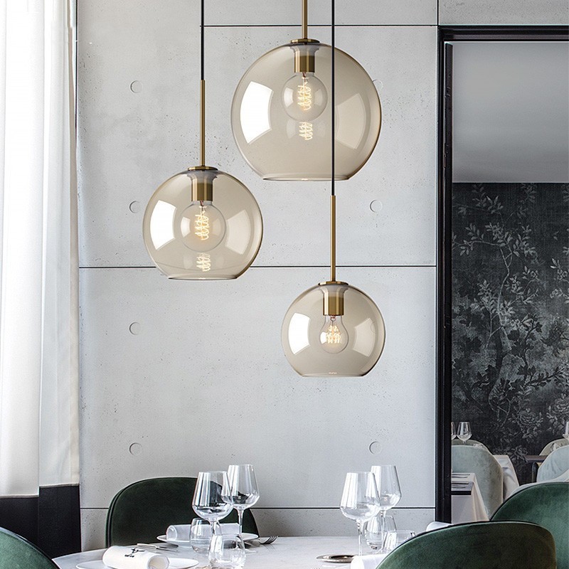 Nordic Style Small Glass Ball AC Ceiling Light Luxury Single Head Lampshade Dining Restaurant Bar Shop Hotel Modern Art Lighting