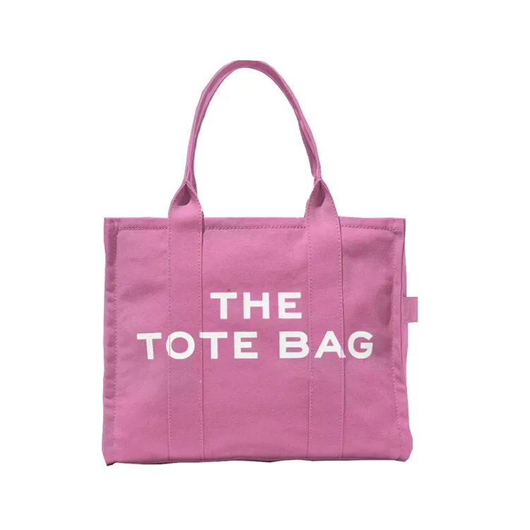 Women Ladies Large Capacity Zipper Pink The Tote Bag Cotton Canvas Travel Shopping Tote Bag