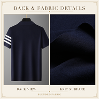 Chemises polo en tricot pour hommes grands et corpulents, manches courtes, bordure rayée, col en tricot, style business décontracté, vêtements d'été