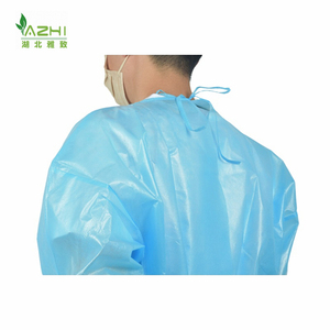 Vestidos no tejidos impermeables recubiertos de PE Puños de punto de manga larga Fabricante directo PP + PE Bata de aislamiento desechable - Product Image 6