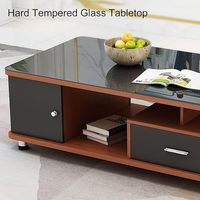 Table basse moderne de luxe européenne en bois avec plateau en verre trempé pour salon