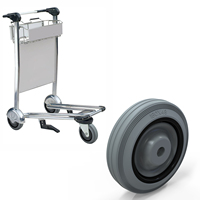 Roulette de roue de chariot à bagages d'aéroport en caoutchouc gris de 7 mil Roues TPR Roulette de chariot de chariot de main d'aéroport de 180mm