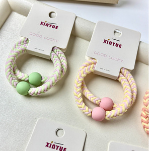 Xinyue <b>Braided</b> Hair Ties With <b>Beads</b> High Elasticity Daily Use Nylon Plastic Weaving Solid Color Headdress - Product Image 2