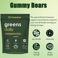 Gummies Supergreens OEM avec épinards, brocoli, moringa, complément alimentaire, gummies verts quotidiens