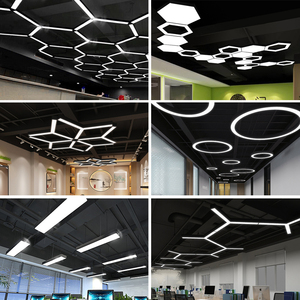 Lámpara de Techo Moderna de Diseño Tubular, 1500mm 1800mm, <span class=keywords><strong>LED</strong></span> Suspendida, Lineal, Hexagonal, para Oficina, Gimnasio, Centro de Fitness - Product Image 3