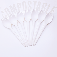 Ensemble de couverts écologiques CPLA de haute qualité, compostables et biodégradables, fourchette, cuillère, couteau, commande en gros