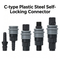 Conector Neumático Tipo C de Plástico y Acero, Autoblocante, para Compresor de Aire, Accesorio de Acoplamiento Rápido, Conector de Tubo PU