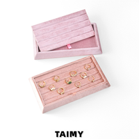 Plateau de présentation en velours diamanté multi-compartiments pour bagues et boucles d'oreilles, organisateur de bijoux pour vitrine de magasin de détail