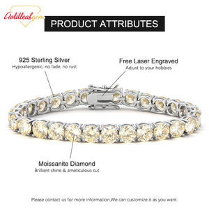 Customized Tennis Chain 2mm-6mm Wide Pink/Yellow/White Moissanite Brilliant Cut Classic 10k/14k/18k Gold 925 Silver <b>Bracelet</b> - Product Image 4