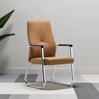 Chaise de réunion de direction de luxe en cuir à dossier haut et rembourrée pour salle de conférence