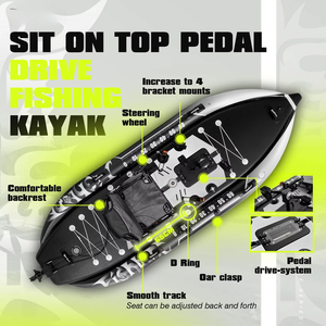 Kayak Pedal Tiup untuk Memancing, Desain Lebar 122 untuk Stabilitas, Ringan, Dapat Dilipat, Mudah Digunakan untuk Memancing - Product Image 3