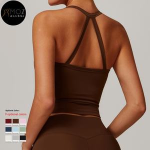 Canottiera da donna da palestra e Yoga 2 pezzi <span class=keywords><strong>con</strong></span> spalline e pantaloncini attillati attillati <span class=keywords><strong>con</strong></span> motivo solido - Product Image 3