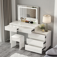 Ensemble de coiffeuse simple et bon marché en bois MDF avec miroir, blanc, pour la maison, la chambre à coucher, vente en gros