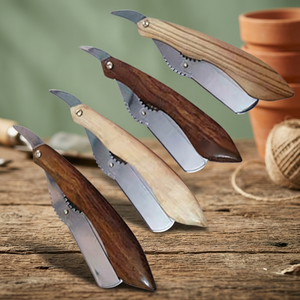 Natural Wood Handle Shavette Razor Folding Straight Razor <b>Men</b> Professional Single Edge Disposable Stainless Steel Half Blade - Product Image 2