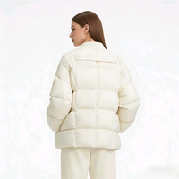 Veste d'hiver épaisse décontractée pour femmes personnalisable, chaude, rembourrée de duvet de canard blanc, col montant, fermeture éclair