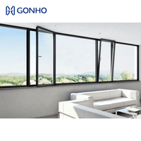 Fenêtres et portes à battants sans cadre en alliage d'aluminium et verre trempé GONHO, style européen moderne, pour villa