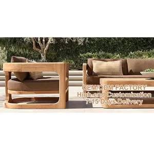 أثاث خارجي خشب الساج طقم أريكة في الهواء الطلق خشب الساج أريكة في الهواء الطلق خشب الساج أريكة