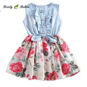 Korean style kids clothing baby frock design girl Breathable toddler girl ruffled floral girls' clothing sets baby
