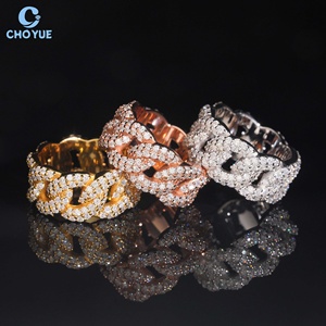 Anillo de cóctel de moissanita de lujo, chapado en oro de 18 quilates, engaste pavé, corte brillante redondo, geométrico, joyería de fiesta para mujer - Product Image 2