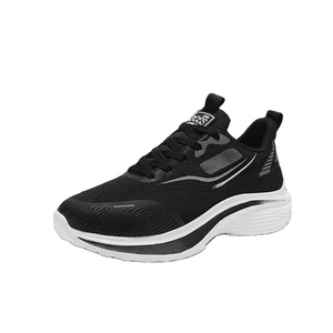Nuevas Zapatillas Deportivas Negras para <span class=keywords><strong>Hombre</strong></span>, Parte Superior de Malla Transpirable, Contraste Blanco y Negro, Antideslizantes, Casuales, Venta al Por Mayor, Personalizadas - Product Image 1