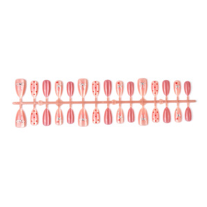 Faux ongles à presser courts en amande pour la Saint-Valentin, faits main, rose œil de chat, nœud métallique, petit cœur, en gel souple, pour les rendez-vous, vente en gros - Product Image 5