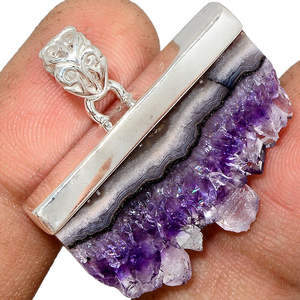 Joyería Popular diseño de moda amatista Natural Druzy racimo Irregular rebanada colgante borde encantos para mujer fabricación de collares - Product Image 1