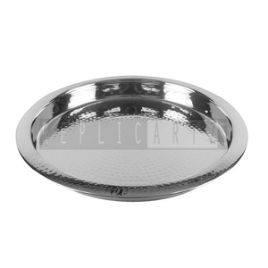 Bandeja de Servir Art Deco con Acabado Plateado Martillado de Maximus International, Plato Decorativo de Metal para Mesa de Centro - Product Image 4