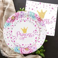 Ensemble de décorations de fête d'anniversaire de princesse de 194 pièces pour 24 personnes, comprenant des serviettes, des gobelets, une nappe, des couverts, une bannière et des chapeaux