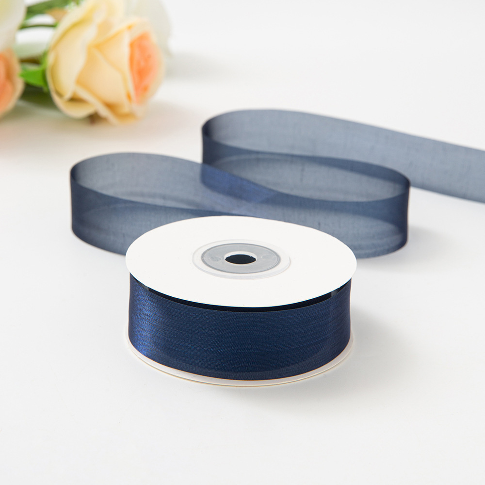 Ruban de soie 2,5 cm bleu marine 1 yard (100 yards/rouleau)