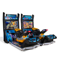 Jeu d'arcade dynamique de course à deux joueurs à monnayeur, grande machine simulateur de conduite de moto interactive parent-enfant