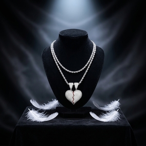 Collar con Colgante de Corazón Roto Personalizado Huiyue, Estilo Hip Hop Rap, para Hombre - Product Image 6