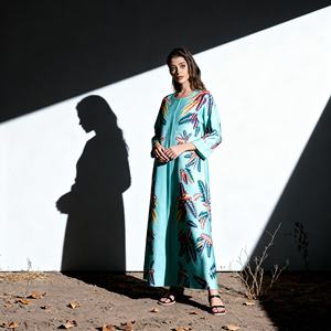 Vestido Abaya Elegante de Poliéster Estampado para Mujeres Musulmanas, Venta al por Mayor Personalizada - Product Image 2