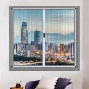 Chất lượng cao accordion-phong cách với khung hợp kim nhôm có thể thu vào Xếp Li Lưới Cửa Sổ pliss lưới chống muỗi ngang cán - Product Image 5